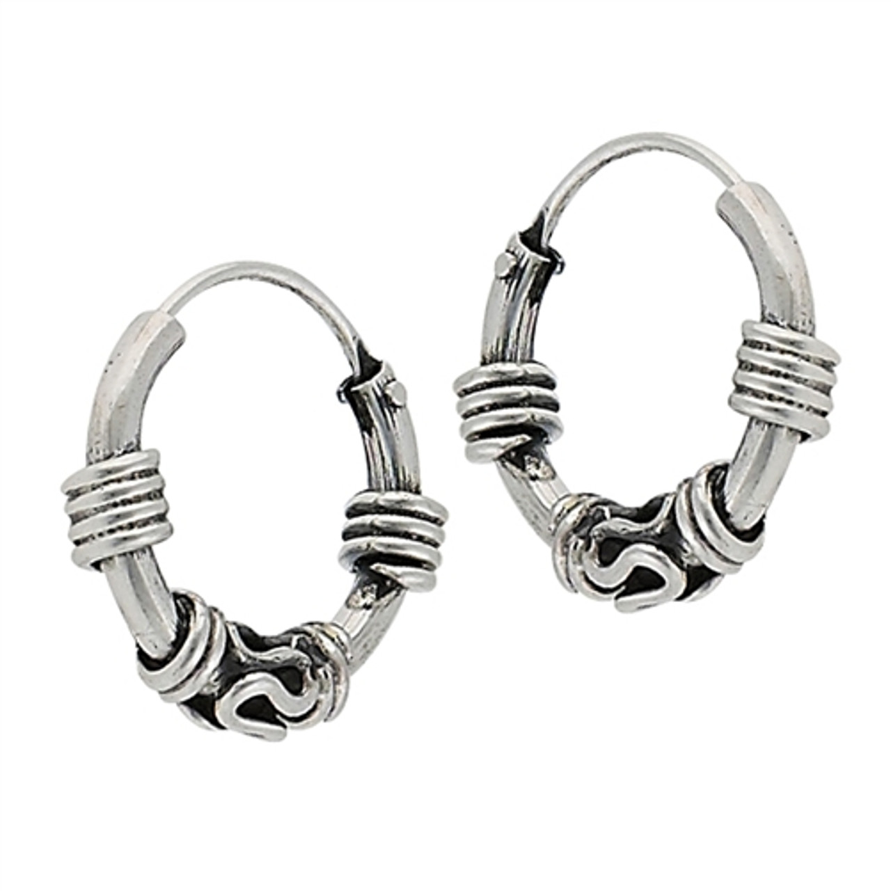 Sterling Silver Vine Half-Hoop Earrings from Bali - Garden Waves – GlobeIn